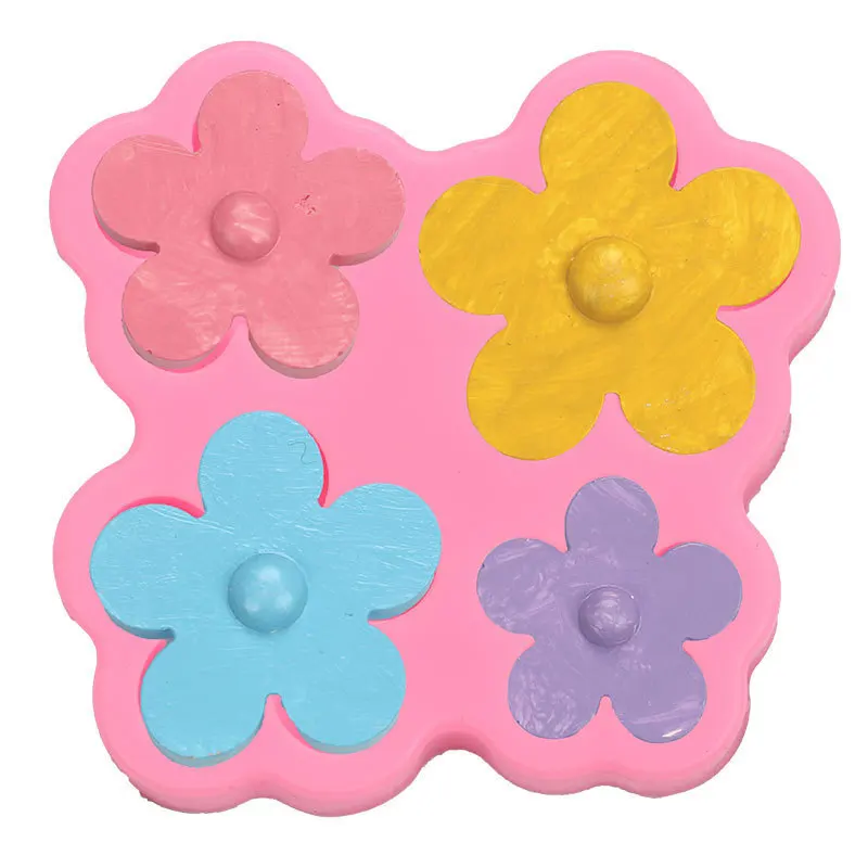 Big and Small Flowers Turn Sugar Five Petal Flowers Chocolate Baking Cake Decoration Aromatherapy Wax Flake Plaster Drop Mold