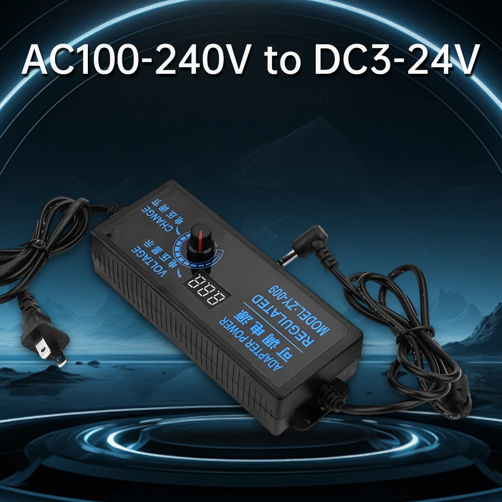 Adaptador de alimentação ajustável abaixador, tensão de escurecimento, temperatura, regulação de velocidade, alimentação comutada, CA DC, 100-240V, DC 3-24V