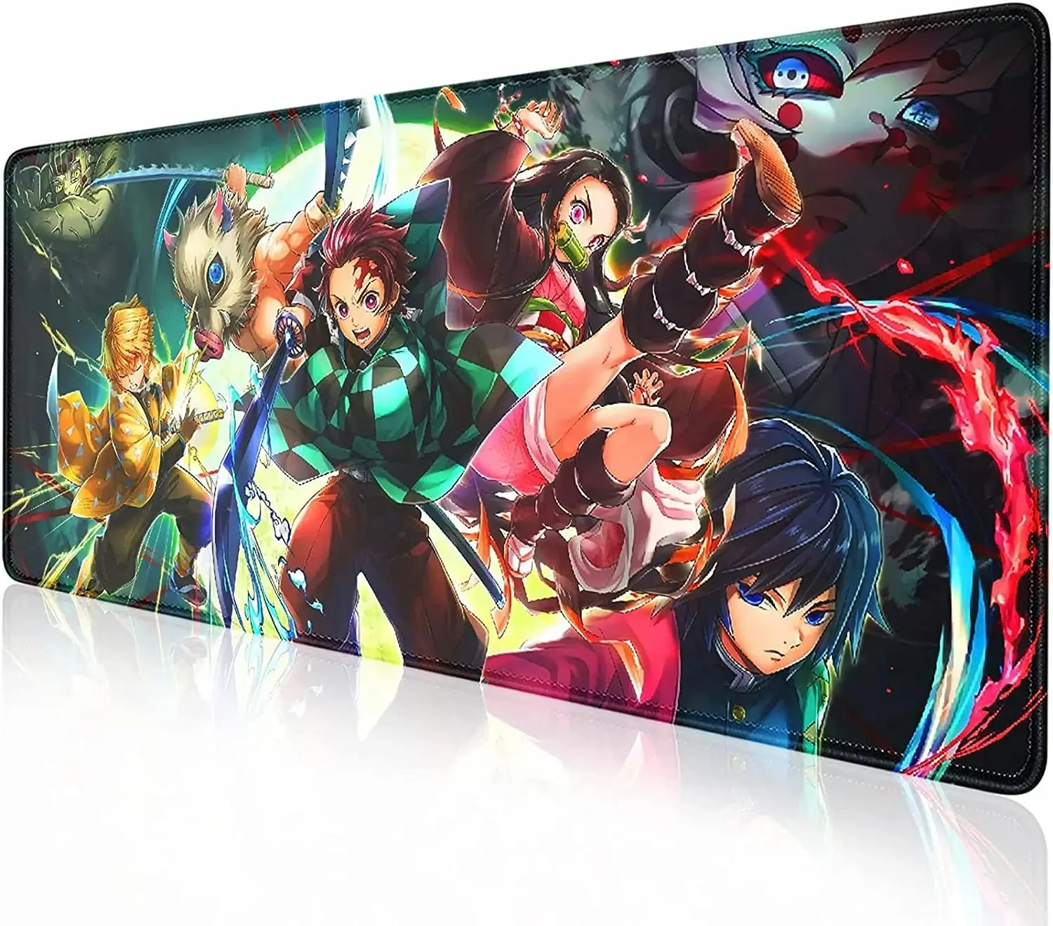 Demon Slayer Large Mouse Pad for Non Slip Rubber Gaming Anime Mouse Pad for Computer Stitched Edges Mousepad 31.5" x 11.8" Inch