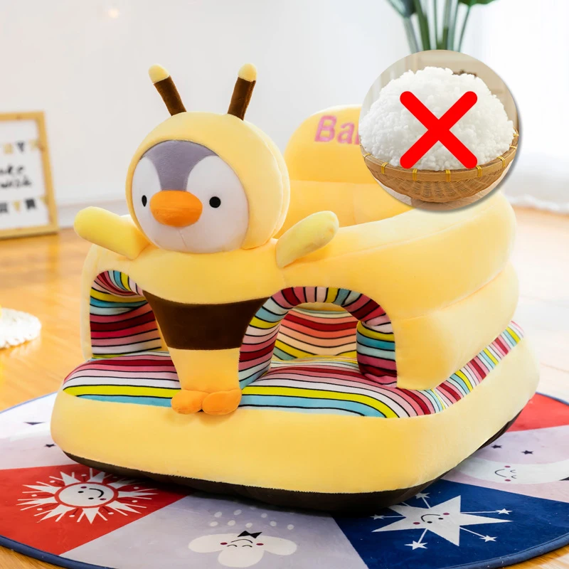 New Cute Cartoon Sofa Leather Baby Seat Sofa Cover Sitting Study Chair Washable Cover With Zipper No PP Cotton Filling