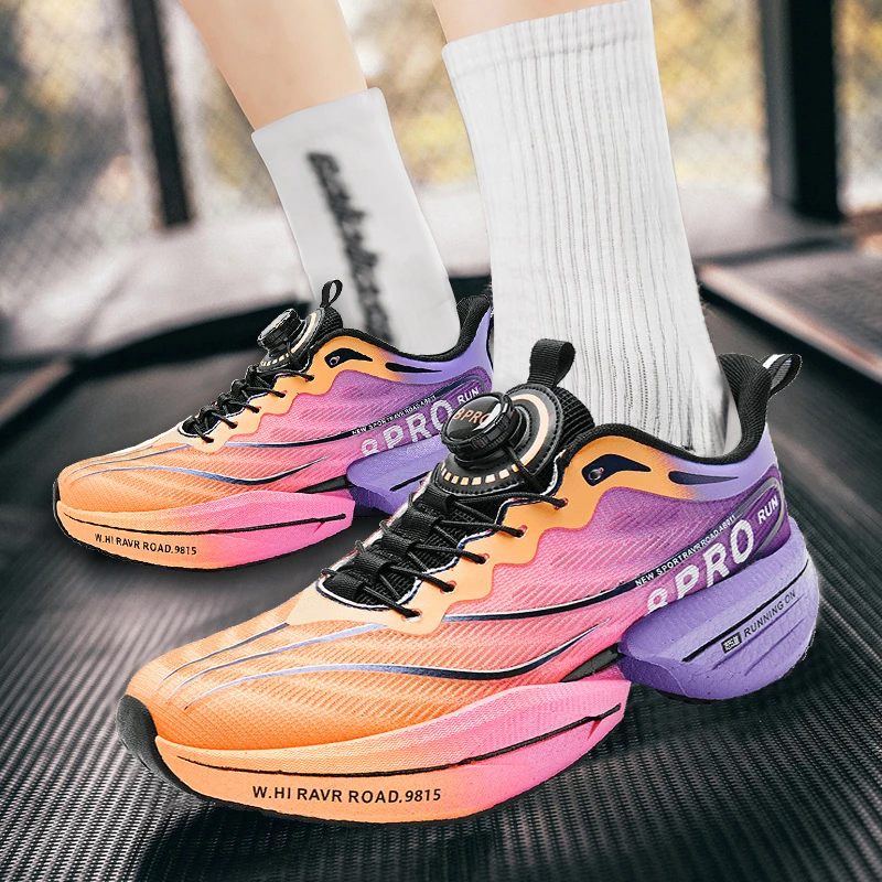 

2025 New Knob Carbon Plate Running Shoes Men Lightweight Breathable Mesh Cushion Marathon Training Competition Athletic Sneakers