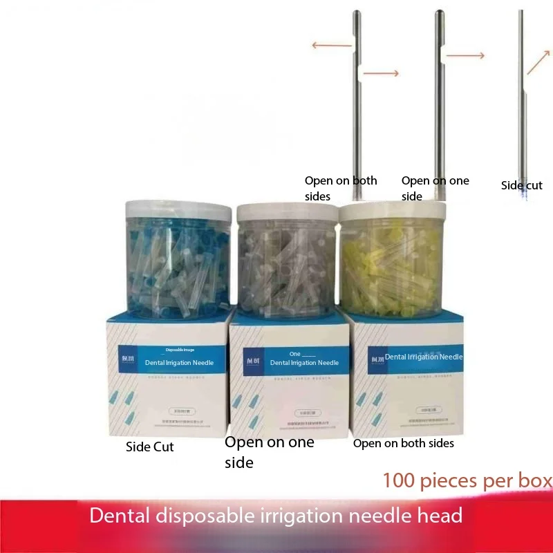 100Pcs Dental Disposable Irrigation Needle Tips 25G 27G 30G End Cut Single Double Side Vent Endodontic Root Canal Syringe Tip