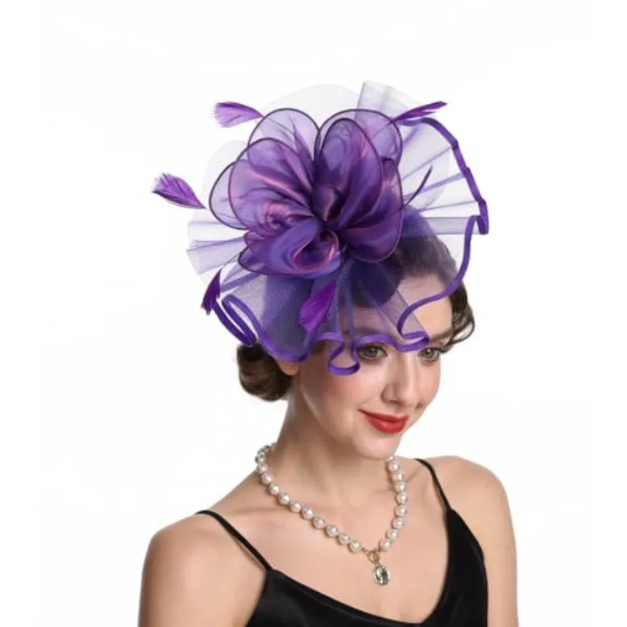 

Haojing Women's Organza Church British Fascinator Bridal Tea Party Wedding Hat Summer