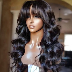 Body Wave Lace Front Wig With Bangs Fringe Human Hair Wigs Women Glueless HD Lace Frontal Wig With Bang On Sale Clearance 180%