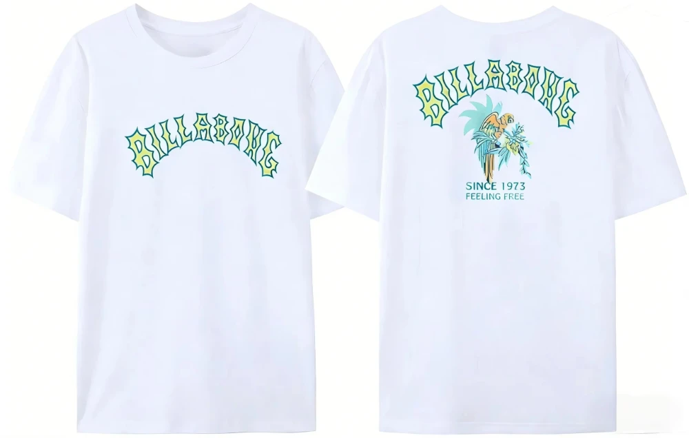 2026 Tropical Parrot Art Graphic Oversized T-Shirt for Kids Adults Retro Surf Style Print Loose  Short Sleeve Crew Neck Tops