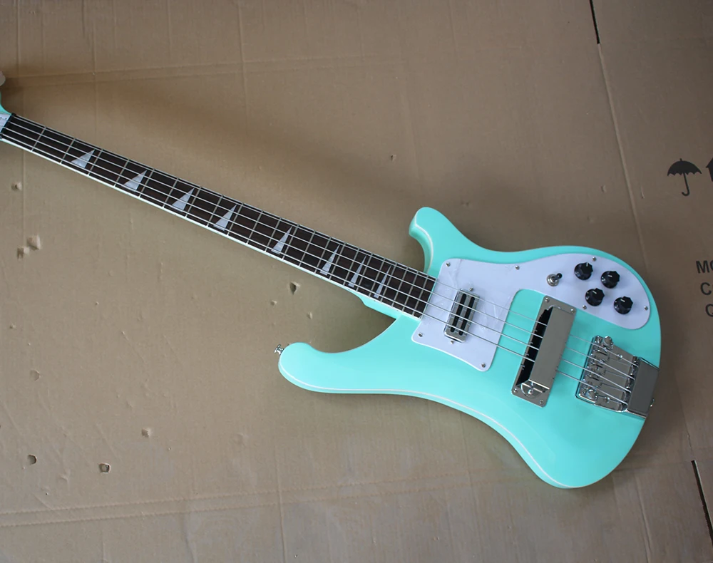 Flyoung 4 Strings Light Green Electric Bass Guitar with Rosewood Fingerboard,Offer Customize