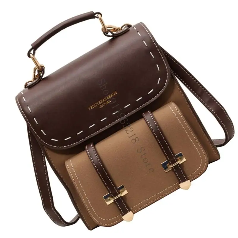 

Korean Retro Backpacks For Women PU Leather Construction Ergonomic Comfortable Design 066F