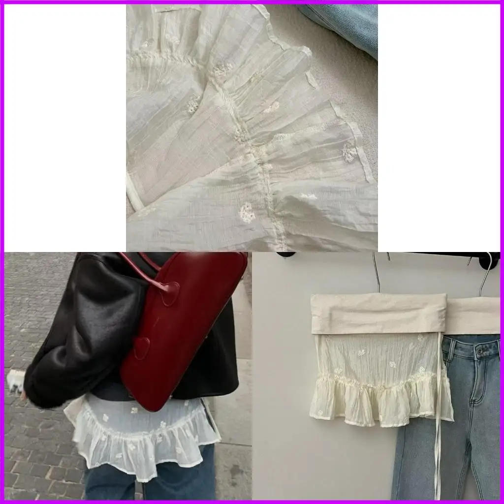 

Womens Ruffle Lace Shirt Extender Tieback Lace Underskirts Layering Half Slip