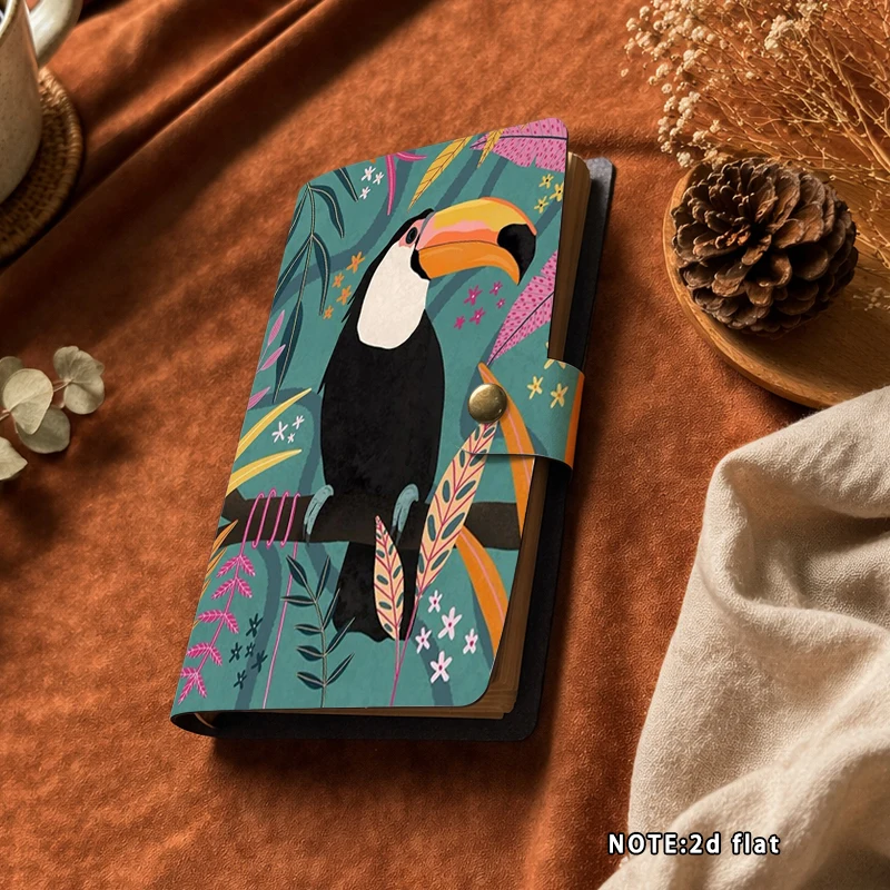 Tropical Jungle Toucan Print Notebook Exotic Bird Leaf Illustration Buckle Journal Nice Gift For Ladies Birthday Holiday Travel