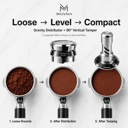 MUVNA Constant Force Espresso Tamper 51/53/58.35mm Stainless Steel Coffee Leveler Thread Gravity 25-35 Pounds Adjustable