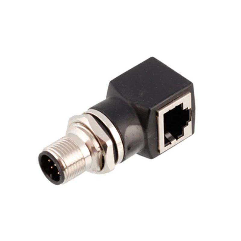Rail Transit Ethernet M12 Adapter 4 Pin 8 hole to RJ45 Network Ethernet Rail Transit Adapter 4 Core D-coded 8Pin X Buckle Coding