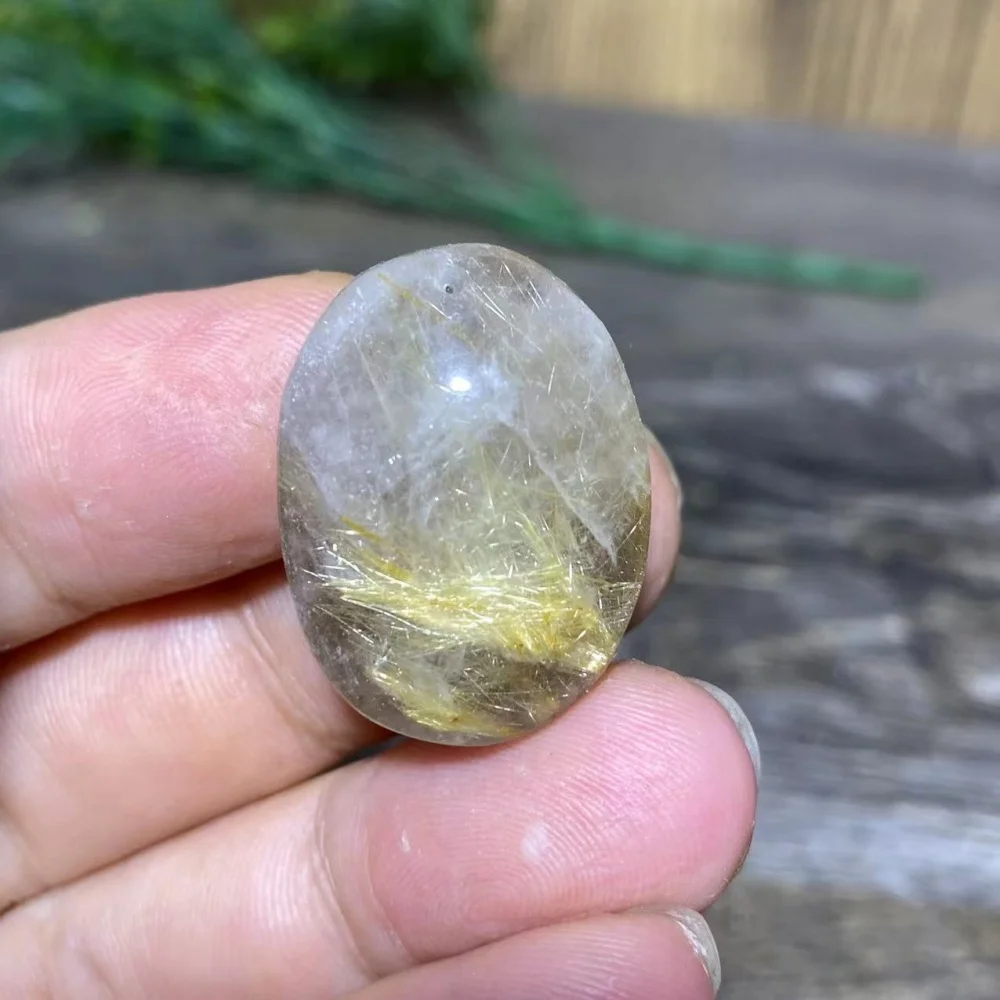 High Puality Golden Rutilated Clear Crystal Natural Stone Quartz Palm Home Decoration Reiki Meditate And Chakra Healing Pendant