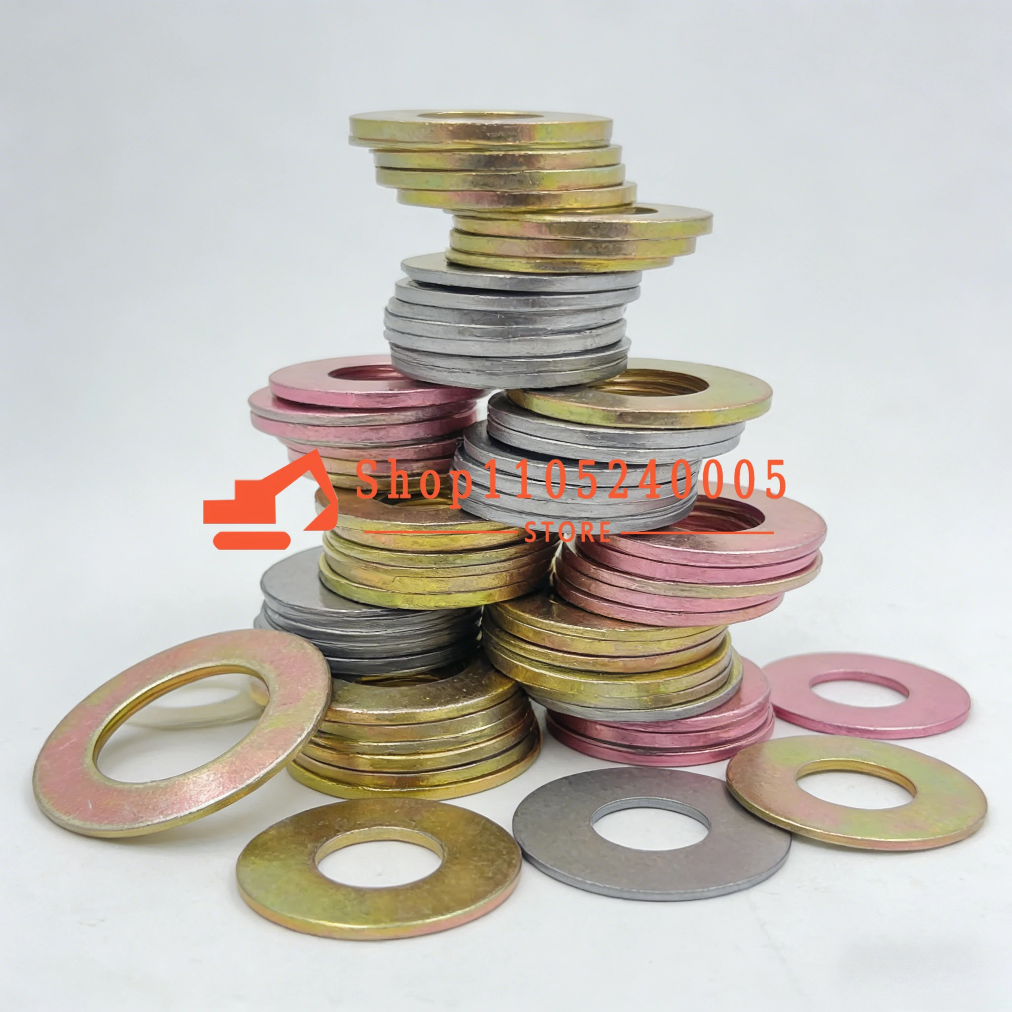 

10PCS Excavator Metal Wear-resistant Iron Gasket, Bucket Shaft Gasket, Round Thickened Gap Steel Plate Bucket Pin Thin Gasket