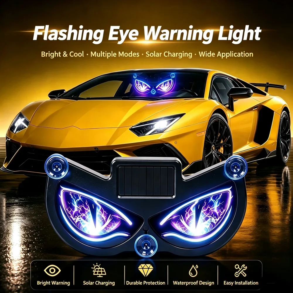 Car Rear Window Light USB Rechargeable devil eyes LED car Warning Light Auto Window Decor for Truck Sedan RV Commuting