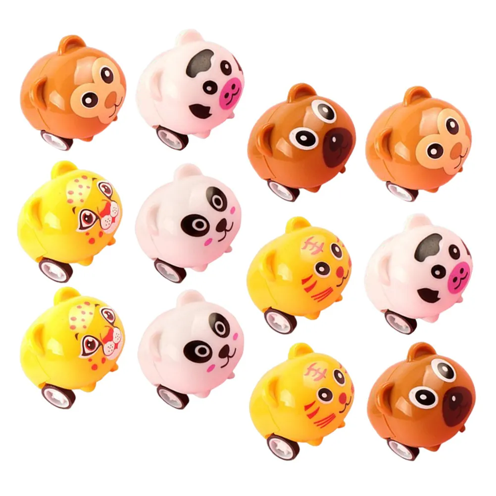 12Pcs Pull Back Car Friction Powered Cartoon Vehicle for Toddlers Party Favors Kids Play Pull Back Car Toys for Boy