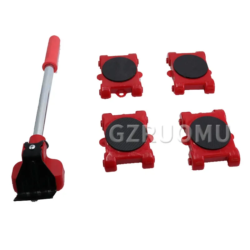 

5 Pcs Set Professional Furniture Mover Tools Portable Heavy Stuffs Mobile Moving Artifact Transport Lifter Device With Wheel Bar