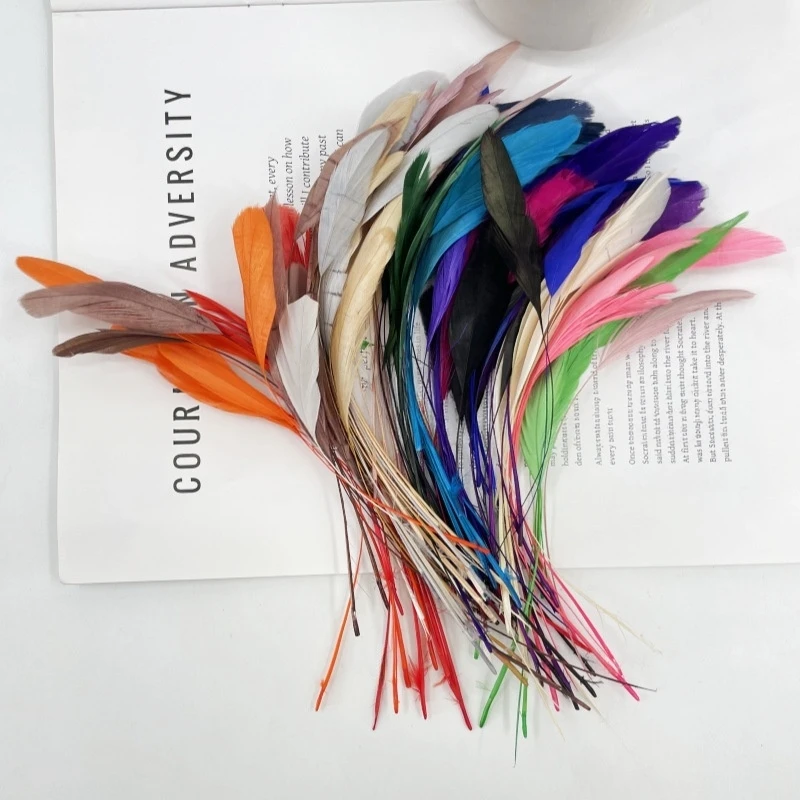 Wholesale Colorful Dyed Rooster Tail Feathers 12-20cm Natural Feather Plumes DIY Craft Jewelry Making Hair Clip Hat Decoration