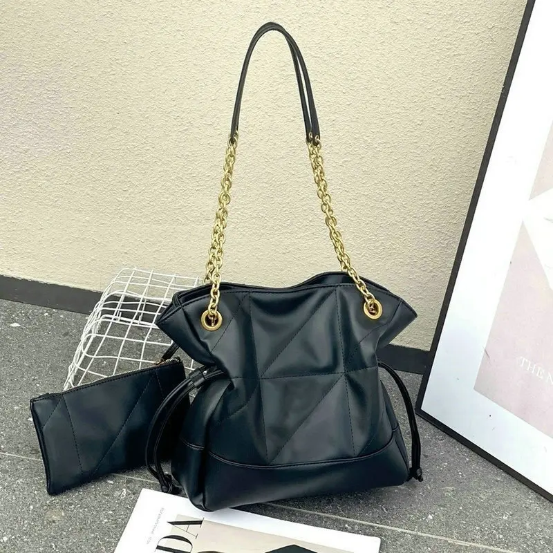 

Вместительная сумка-тоут с кошельком, женская модная женская сумка из натуральной кожи с цепочкой на плечо, дизайн изысканного мастерства