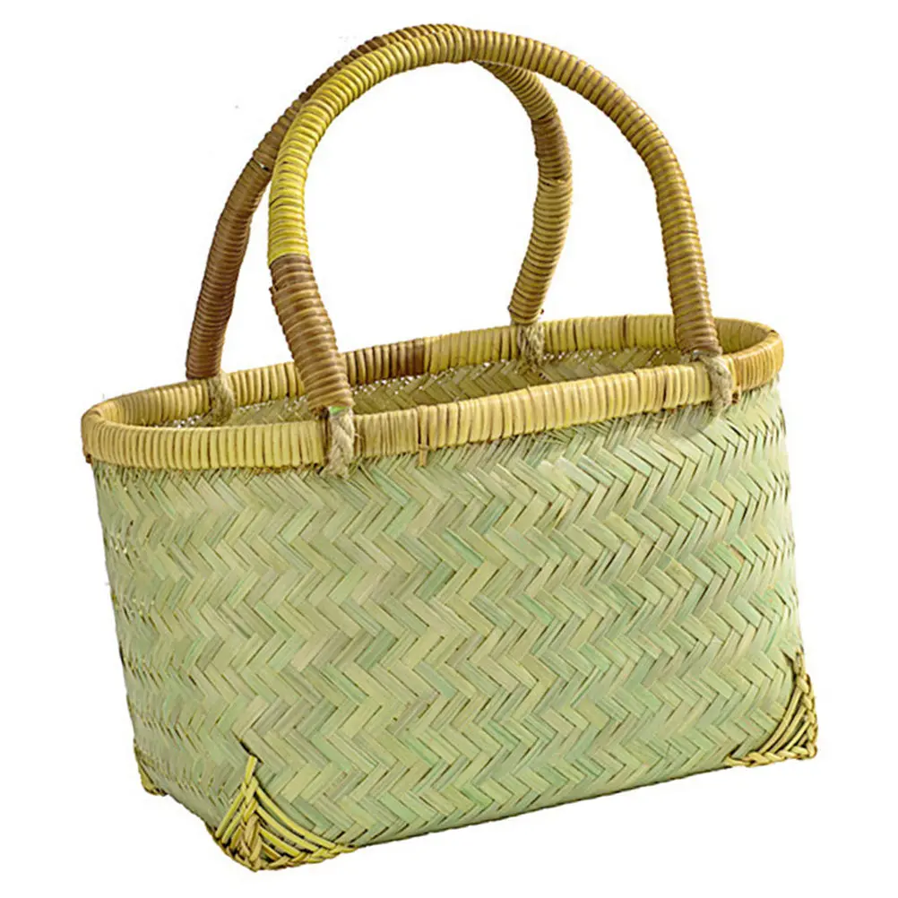 

Портативная корзина для фруктов, плетеная вручную бамбуковая корзина для хранения 31x21x16 см, прочные плетеные корзины для растений, овощей, подарочные корзины, пустые