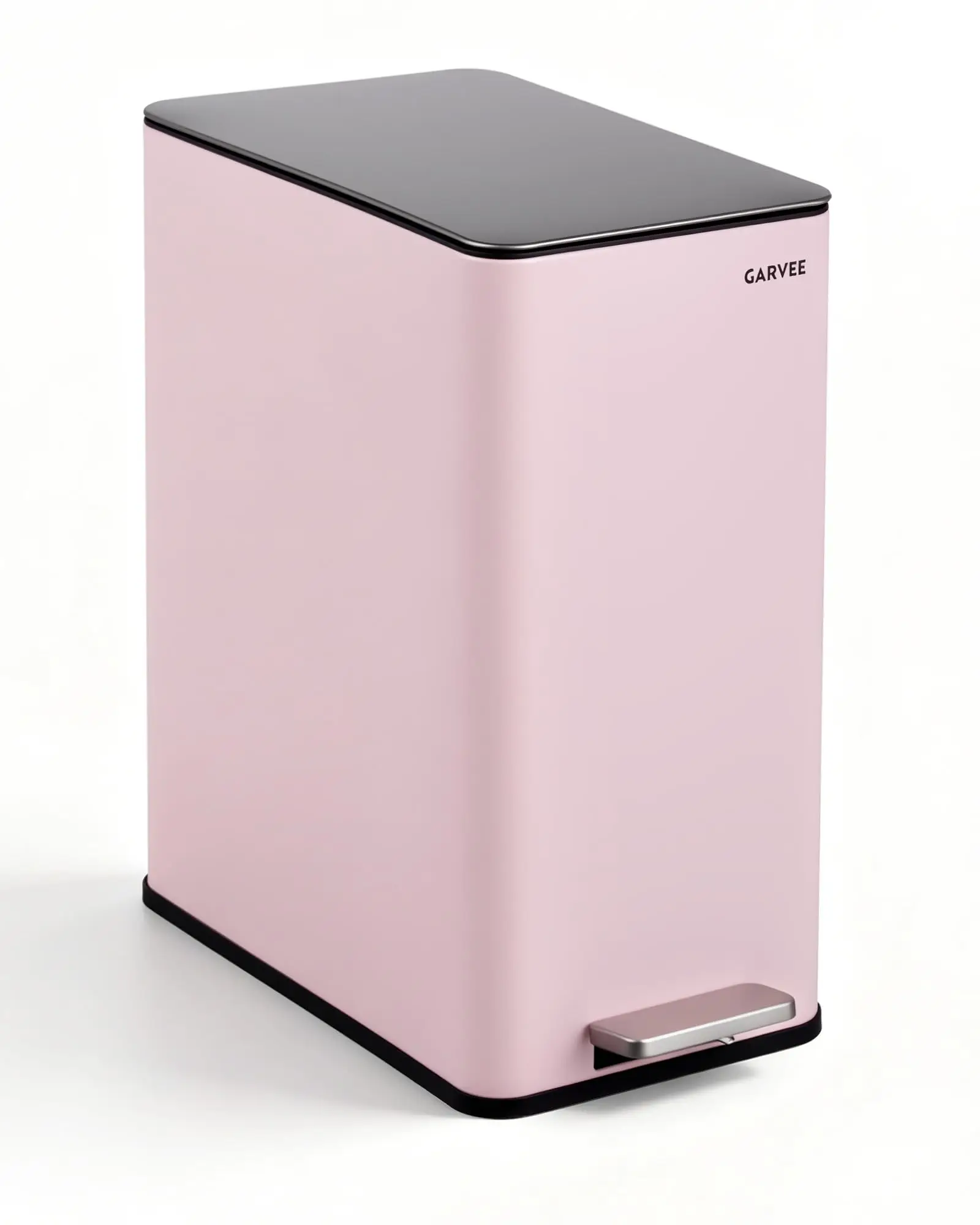 4 Gallon Stainless Steel Trash Can with Soft Close Lid, Step-on Bathroom & Kitchen Garbage Bin, Compact Slim Design with Removable Inner Bucket for Office, Living Room
