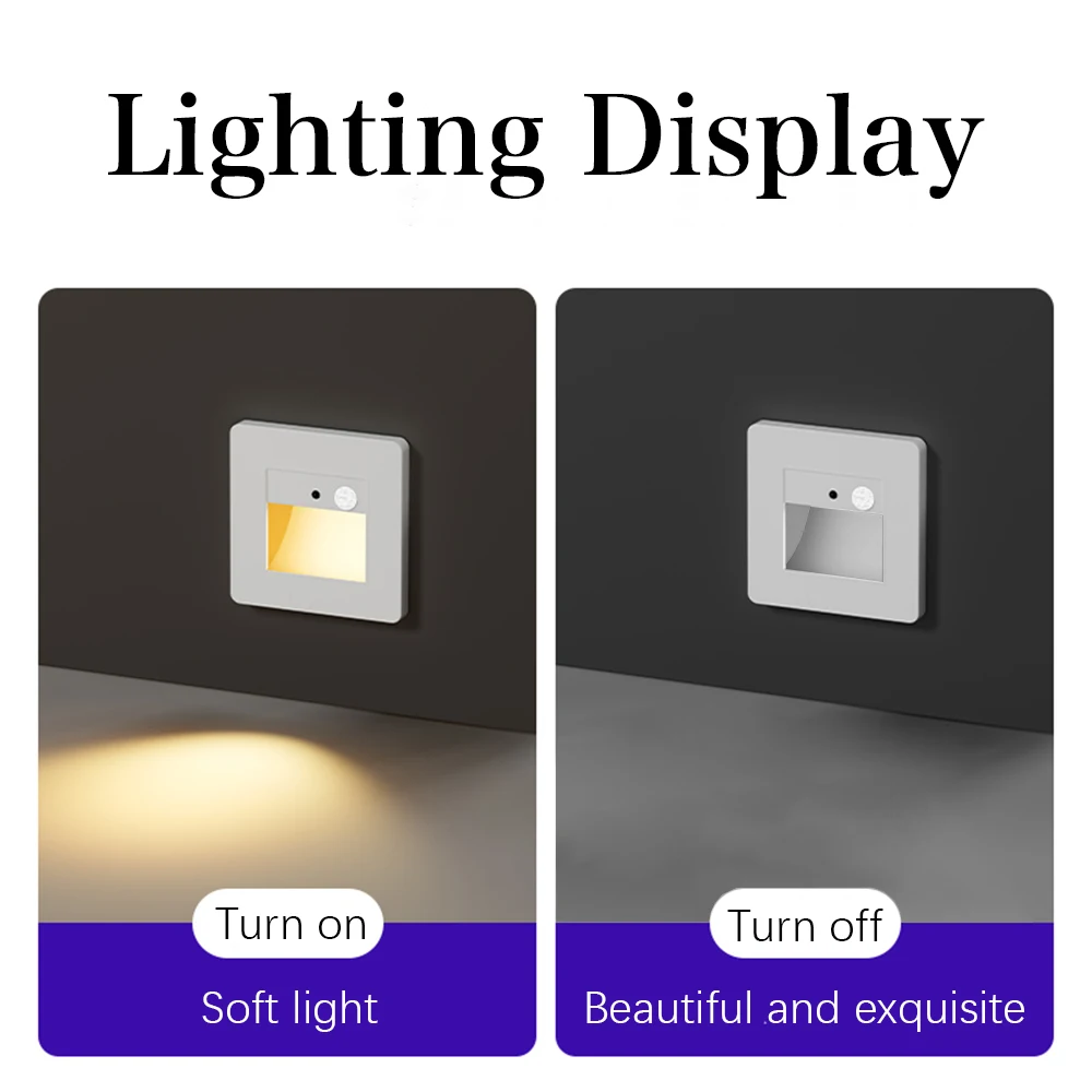 LED Motion Sensing Step Lamp Recessed Infrared Human Induction Wall Lamp Ladder Staircase Corridor Bedroom Night Lighting