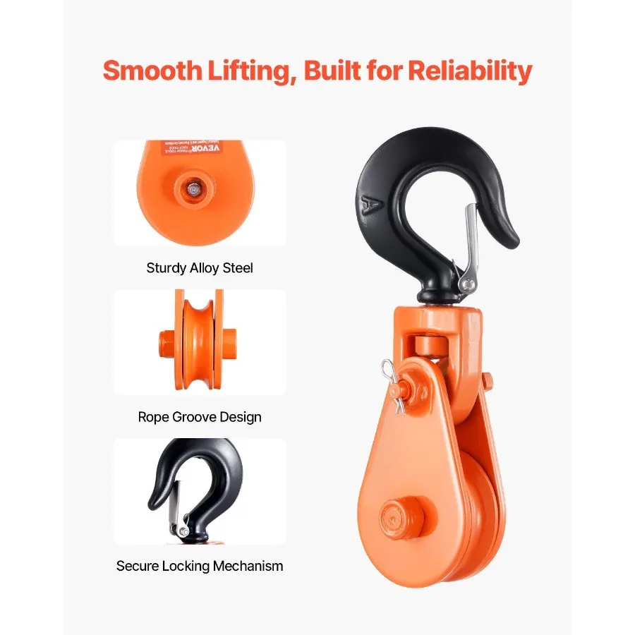 Bloc d'arrachage de 2 tonnes avec crochet pivotant 3 roues 3 8 câble métallique Wrecker Rollback