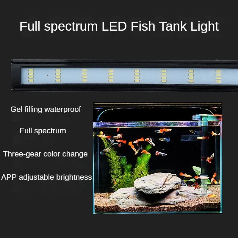 Full Spectrum APP Control Aquarium Light 3-Gear Color Change Ultra Thin Waterproof