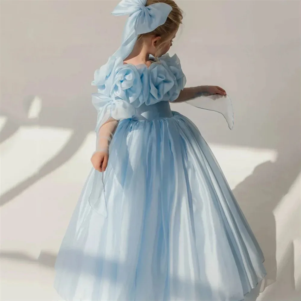 

Elegant Flower Girl Wedding Dress Kids Off Shoulder Ruffles Puffy Dress Princess Birthday Banquet Party Holy Communion Gown