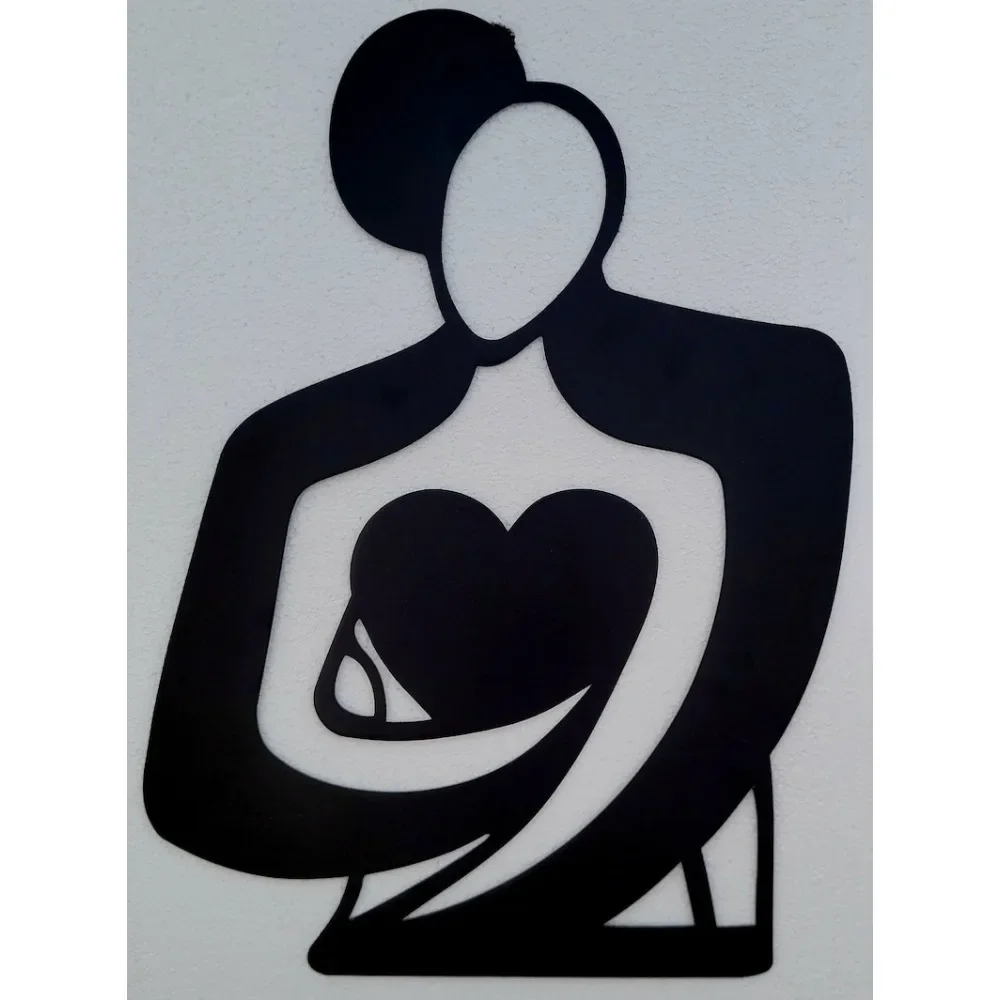 1pc Hugging Couple Silhouette Metal Wall Art, Romantic Hanging Ornament