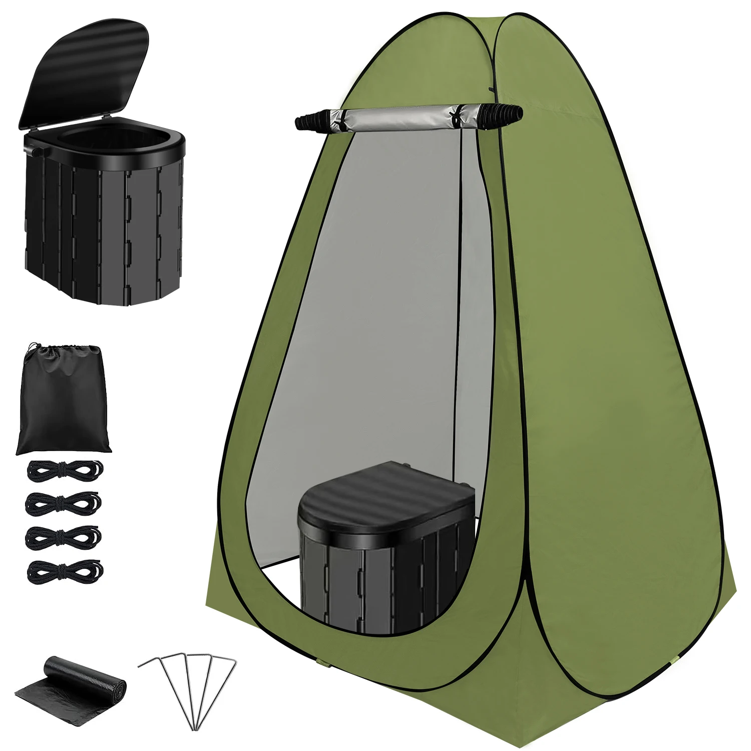 Camping Toilet with 1.5m Pop up Privacy Tent Large Portable Toilet Potty for Adults Outdoor Camping Shower Tents Changing Room