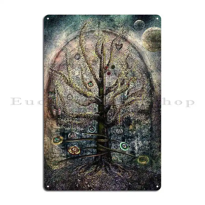 شجرة معدنية علامة الديكور مخصصة إنشاء المطبخ حانة تين تسجيل ملصق