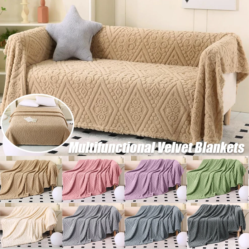 

Multifunctional Velvet Blankets Autumn Winter Thick Office Nap Throw Blankets for Sofa Bed Single Double Soft Plush Comforter