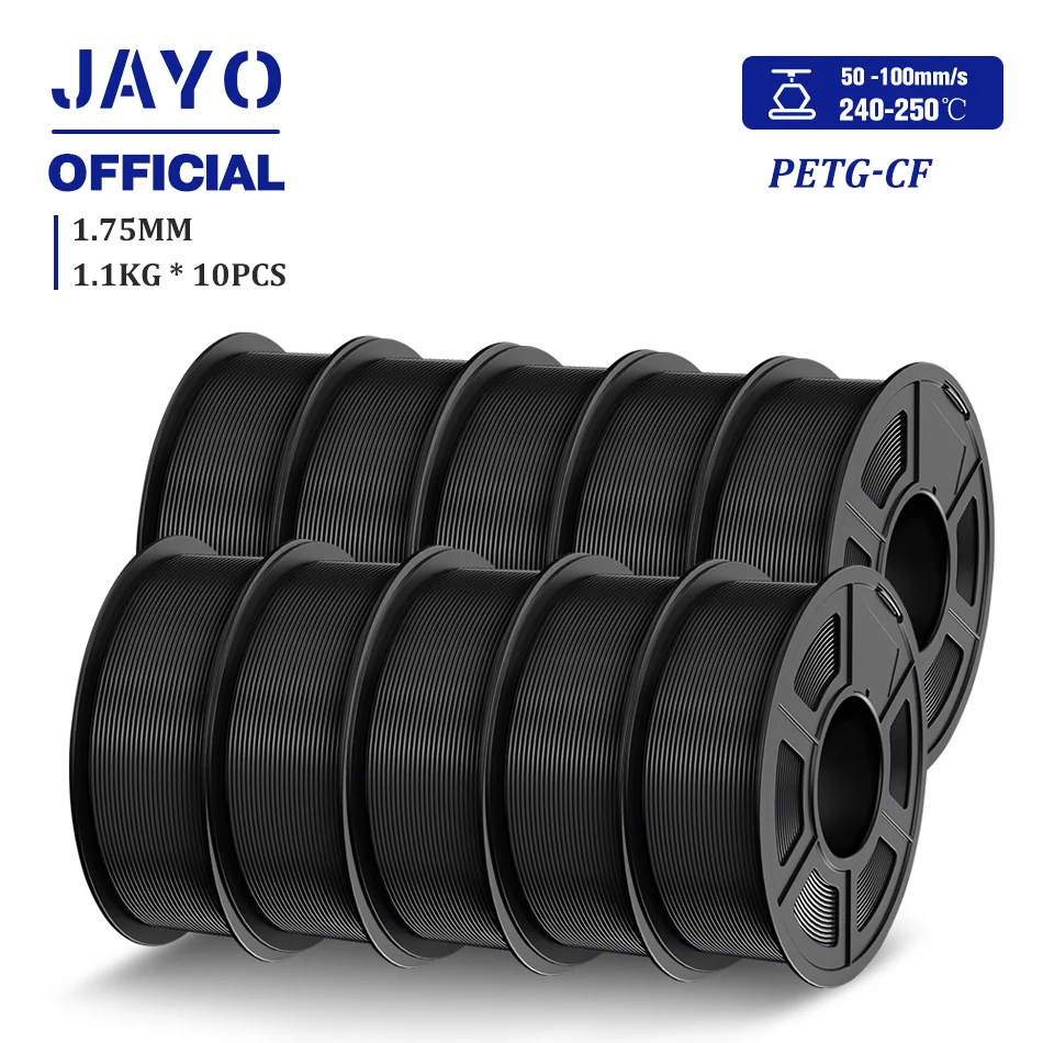JAYO PLA-CF 3D-printerfilament 1,75 mm PETG-CF/PLA koolstofvezelfilament Hoge taaiheid Hittebestendige 3D-printmaterialen