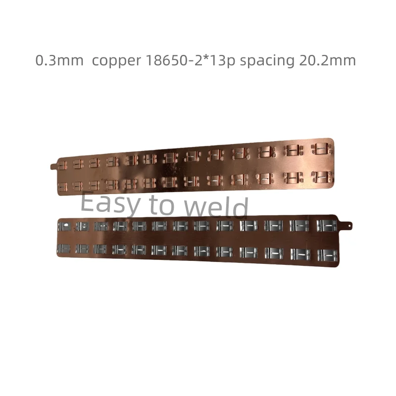 18650-2*13P Battery Copper Busbar High Current Withstand Battery Pack Connector with 20.2mm Spacing Adjacent Cell Configuration