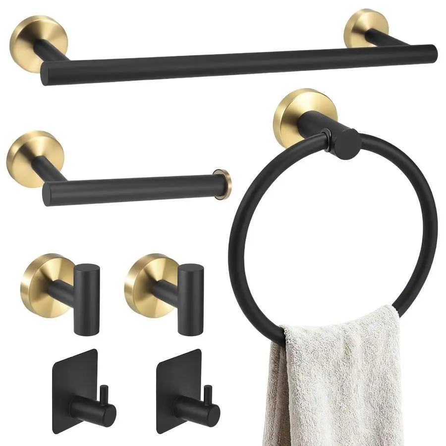 

Bathroom Accessories Set 7Pieces Stainless Steel Modern Luxury Design, Bathroom Hardware Set MultiScene Use Includes Towel Racks