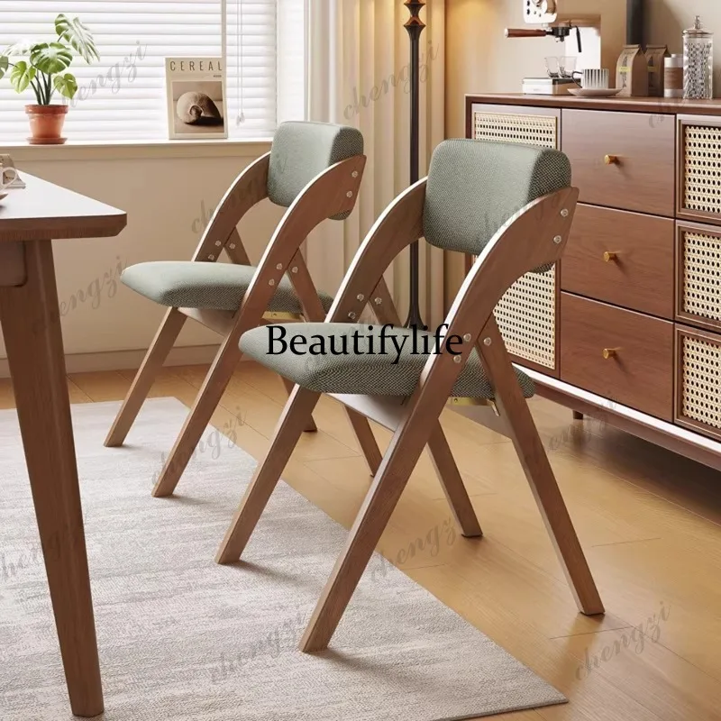 A68 Solid wood foldable chair Household backrest Dining table and chair Office can be stacked and does not take up space
