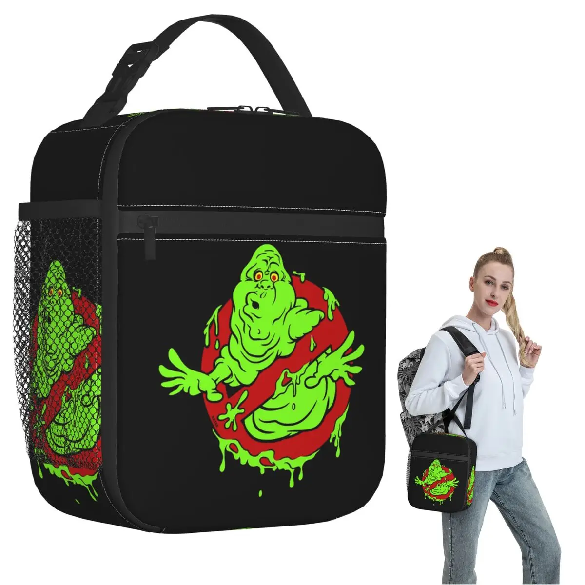 Ghostbusters Movie Slimer Artwork Printed Insulated Lunch Bag for Women Children Portable Food Boxes Thermal Lunch Box Tote