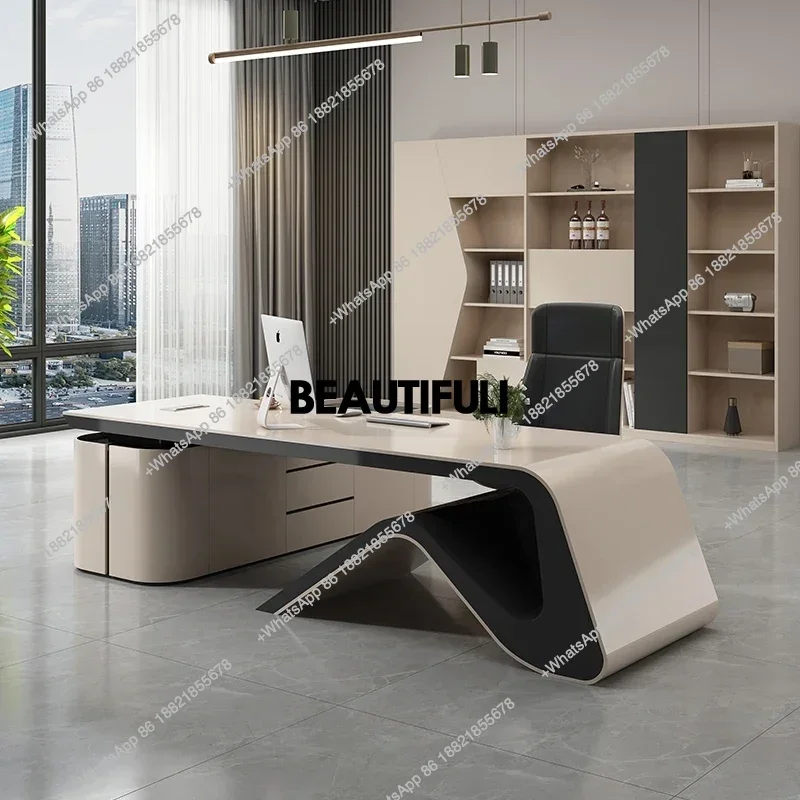Secretary European Office Desk Filing Cabinets Executive Shelf Conference Office Desk Minimalist Modern Wooden Bureau Furniture