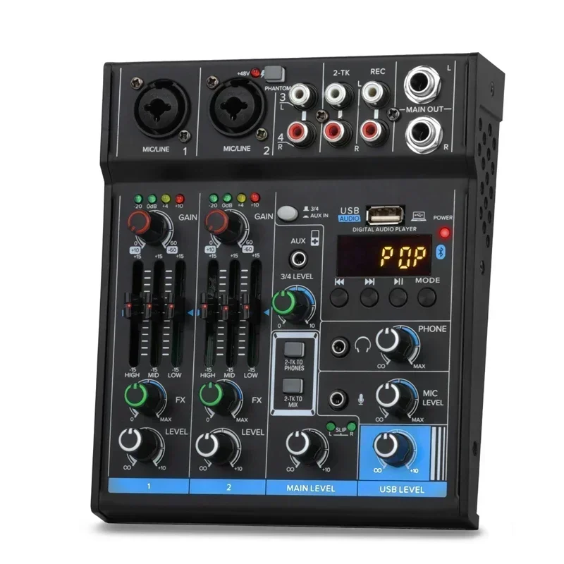 M4 4 Channel Bluetooth Mini Audio Mixer Sound Card DJ 16 Digital Effects Noise Reduction Console USB Recording For Singing Video