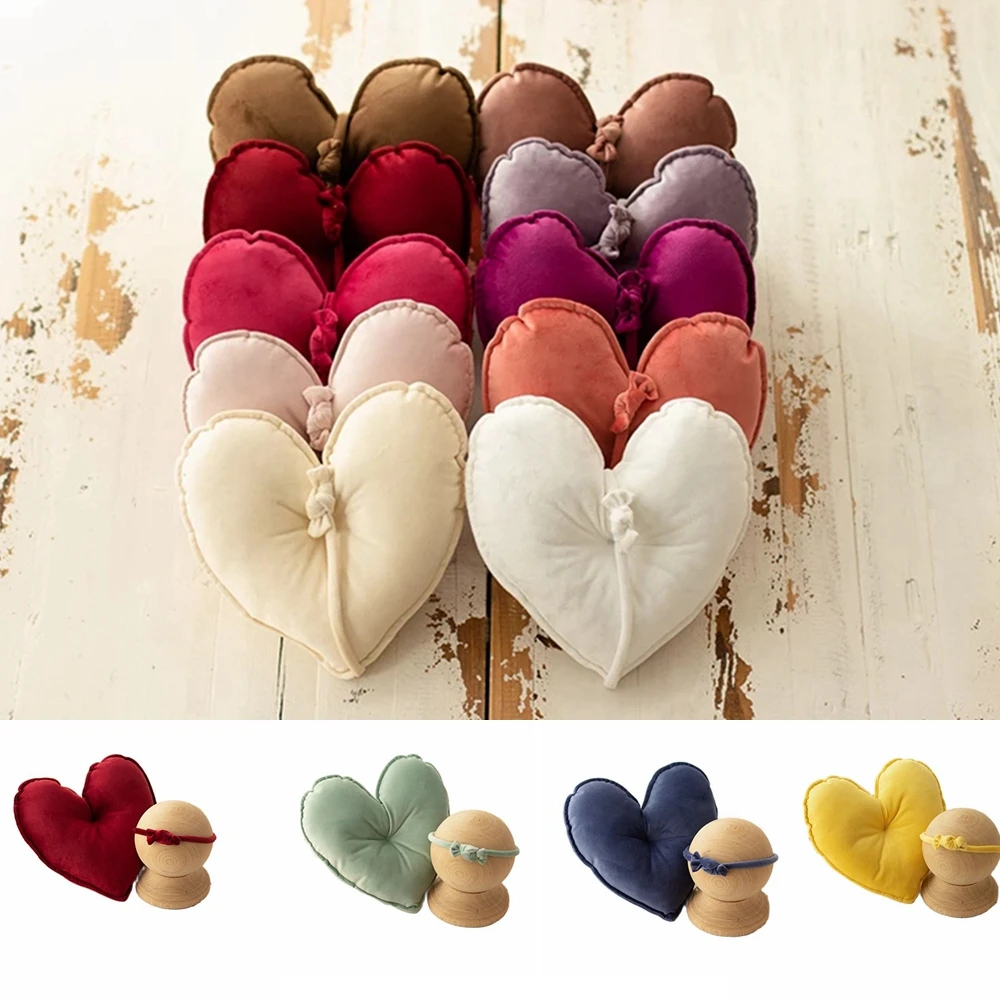 2pc/Set Love Pillow Bow Headband Newborn Photography Props Accessories Heart Cushion Baby Boys Girl Photo Shooting Orname Studio