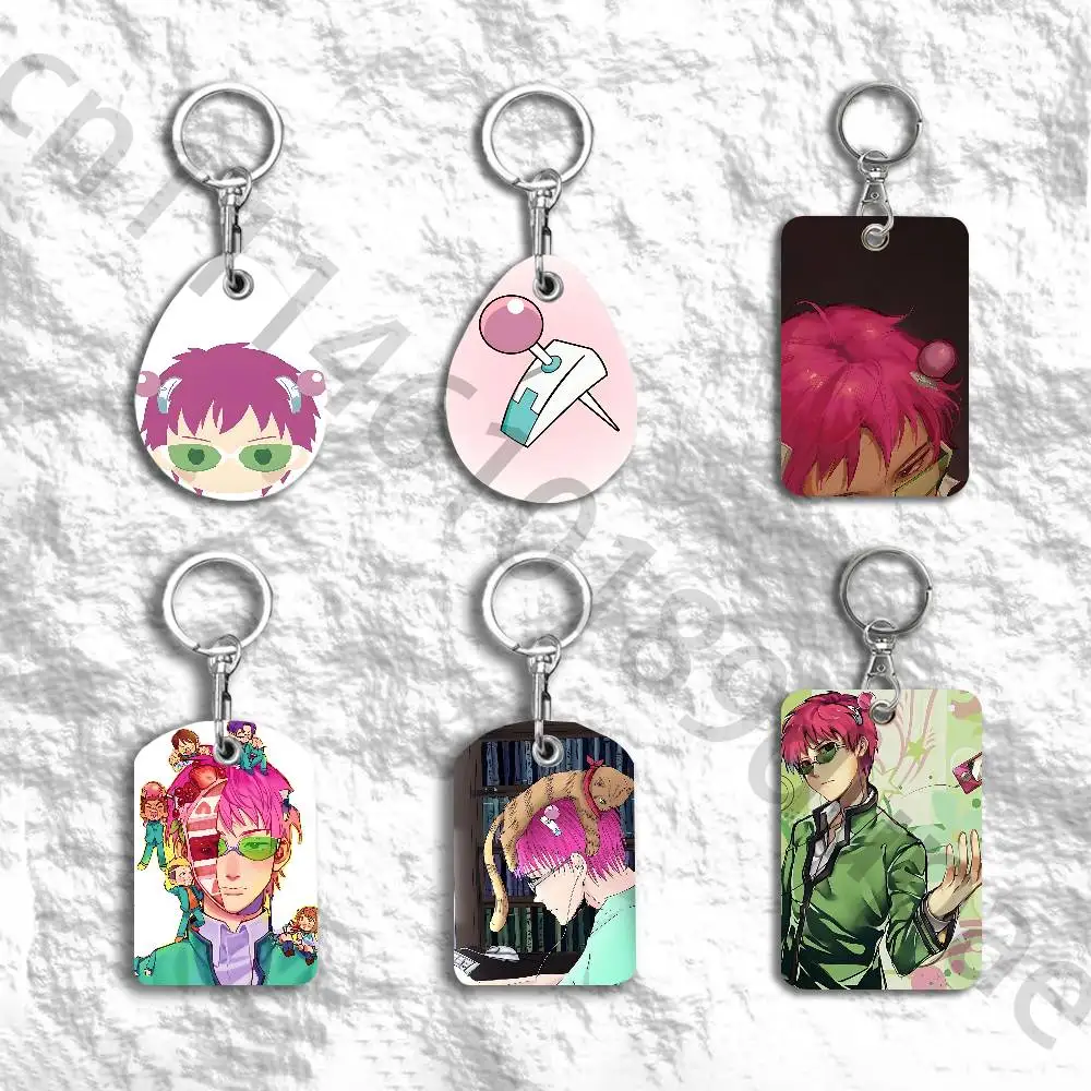S-Saiki K D-Disastrous L-Life Protective Printed Leather Card Case Metal Keychain for Bank Credit Bus Subway ID Cards