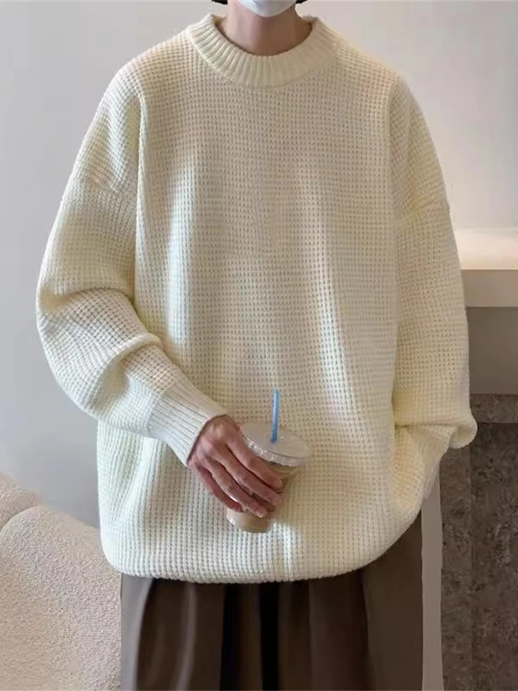 

Мужской утепленный вязаный свитер с флисовой подкладкой, осенне-зимний, с высоким воротником, свободного кроя, повседневный трикотаж