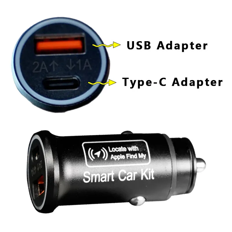 USB Type-C Adapter Car Charger Cigarette Lighter  For IOS Apple system Find My Plug and Play Hidden GPS locator Track