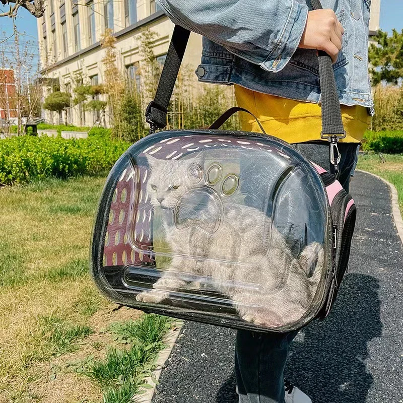 Transparent Folding Pet Carrier Backpack Travel Tote Cat Carrier Bag Outdoor Pet Shoulder bag Pet Dogs Cats Portable Bag