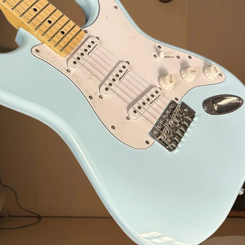 Guitarra Eléctrica Azul STSS de 6 Cuerdas de Caoba Sólida con Pickguards Blancos para Halloween, Envío Gratis, Música Rock