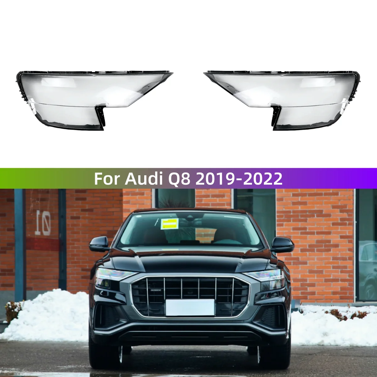 

For Audi Q8 2019 2020 2021 2022 Headlight Cover Headlamp Glass Lens Auto Shell Cover Transparent Lampshade Caps
