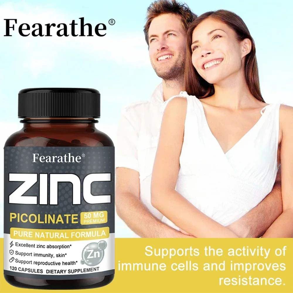 Zinc Capsules Help The Body\'s Immune Defense, Hair, Skin, Nails, Energy, Super Absorbable, Non-GMO, Gluten Free, Vegetarian