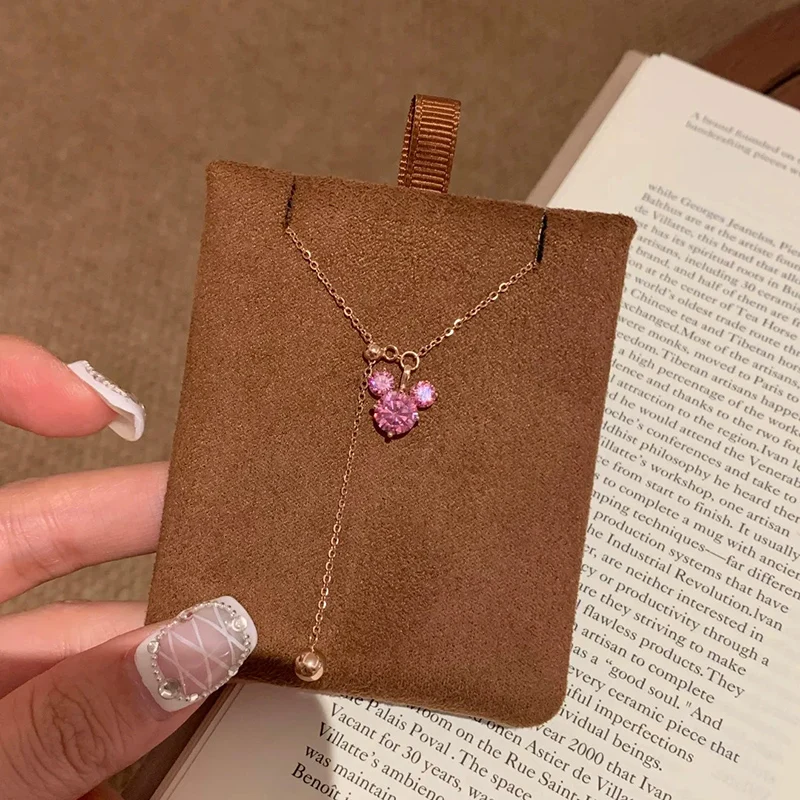 Super Cute Pink Zircon Necklace Light Luxury Cute Animal Necklaces Exquisite Collarbone Chain Jewelry for Women Gift KOFSAC