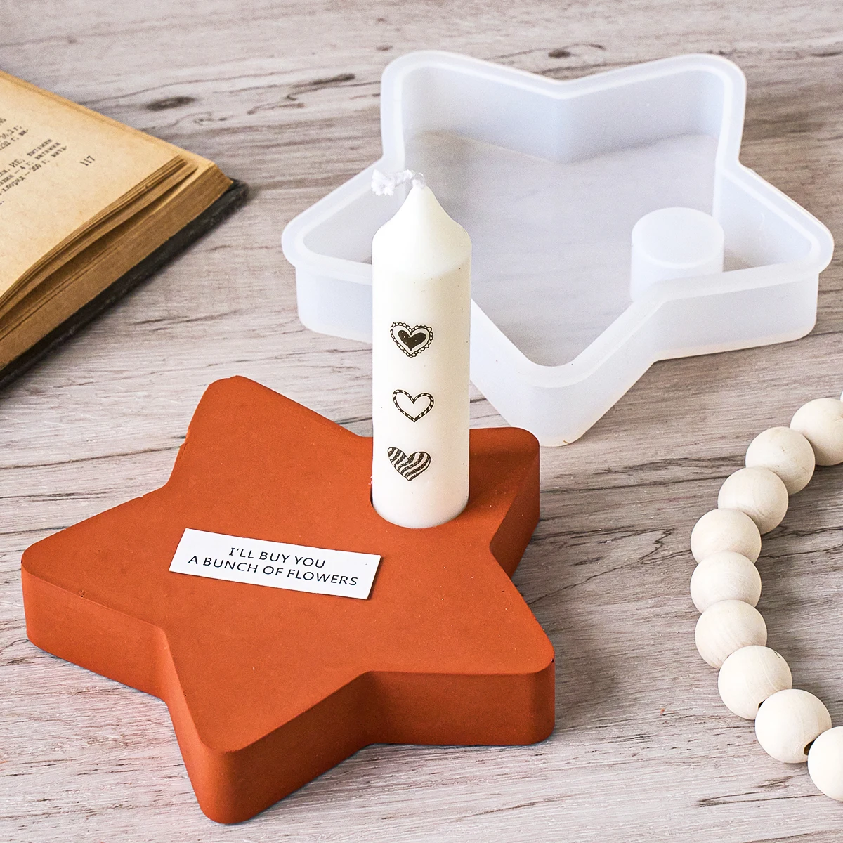 별 모양 캔들 홀더 실리콘 몰드 창의적인 석고 캔들스틱 캔들 용기 긴 왁스 베이스 공예 몰드 홈 데코 용품