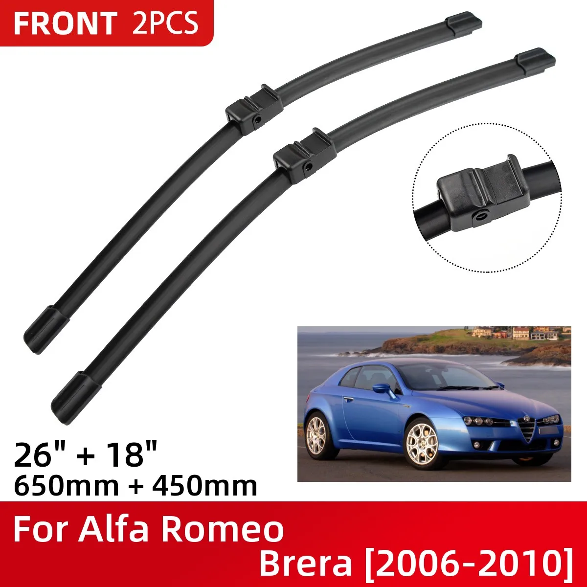 

Front Wiper Blades For Alfa Romeo Brera 2006-2010 Windshield Windscreen Window 26"+18" 2006 2007 2008 2009 2010